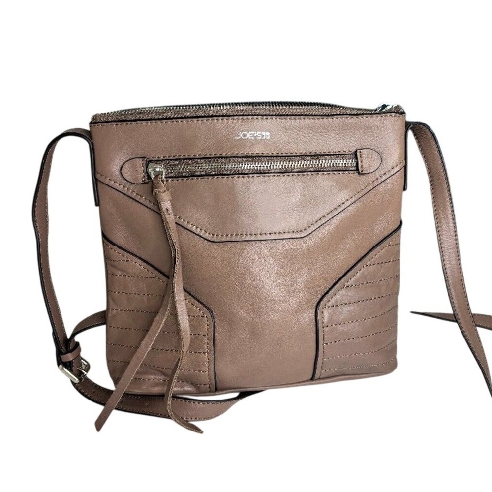 Joe's Jeans Taupe Faux Leather Crossbody Purse Bag